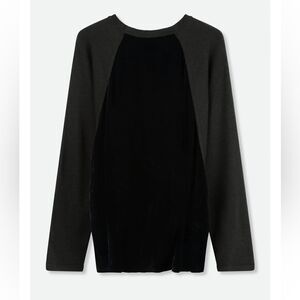 Lamberto Losani Black Velvet Knit Silk Wool Sweater | Size S